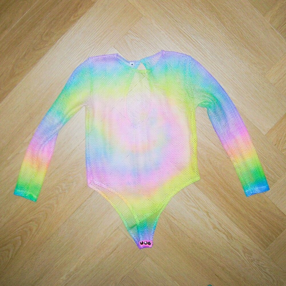 Long Sleeve Mesh Bodysuit (Tie Dye)